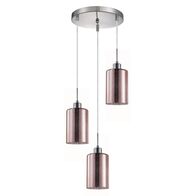 ESPEJO4: Interior Iron & Rose Gold Oblong Glass with Dotted Effect Pendant Lights