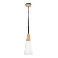 FINN: Scandinavian Blonde Wood & Opal Glass Long Cone Pendant Light