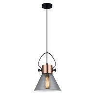 FUMOSO: Retro Smokey Black Mirror Finish Glass Cone Shape Pendant Light