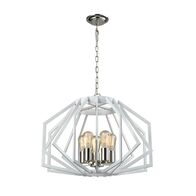 GAMBA: Industrial White Rustic Wide Angular Cage Pendant Light