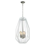 GAMBA: Industrial White Rustic Narrow Angular Cage Pendant Light