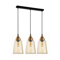 JEREZ: Bronze Amber/ Smokey Black Ellipse Glass Flat Top Pendant Lights