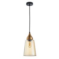 JEREZ: Modern Bronze Amber / Smokey Black Ellipse Glass Flat Top Pendant Lights