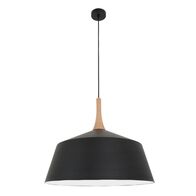NORDIC: Modern Scandinavian Large Dome Shape Steel & Wood Pendant Lights