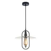 PAPILLON: Interior Oblong Iron with Glass Coolie Pendant Lights