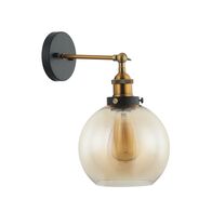 PESINI: Interior Swing Arm Glass with Antique Brass/ Chrome Highlight Wall Lights