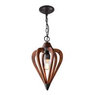 SENORITA: Rustic Small Tuscan Coffee Cherry / Winter Moss Wood Pendant Light