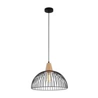 STRAND: Iron and Wood Dome Cage Pendant Lights