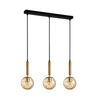 TRATTINO: Interior Bronze Amber /Smokey Black Spherical Glass Multiple Bar Base Pendant Lights