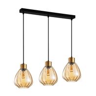 TULIP: Interior Bronze Amber / Smokey Black Wine Glass Ribbed Multiple Bar Base Pendant Lights