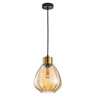 TULIP: Interior Bronze Amber / Smokey Black Wine Glass Ribbed Pendant Lights