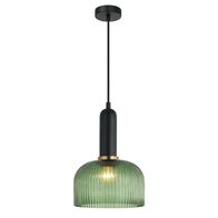 VINTAJ: Retro Interior Dome Shape Ribbed Glass Pendant Lights