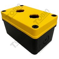 PB Al Enclosure 2 Hole | Durable ABS Plastic | Yellow Lid & Black Base | by Tobin