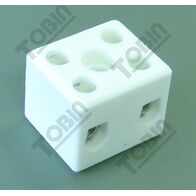 Terminal Block Porcelain 2 Wire Connect | 15A Current Rating | Durable Ceramic Construction | by Tobin