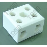 Porcelain Terminal Block 2 Wire Connect | 30A Current Rating | Durable Ceramic Construction | by Tobin