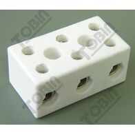 Terminal Block Porcelain 3 Wire Connect | 30A Current Rating | Durable Ceramic Construction | High Heat Resistance | by Tobin