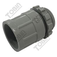 20mm PVC Plain to Screwed Adaptor | Locknut Included | Glue Type Connection | by Tobin