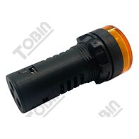 22mm Amber Pilot Light with Test Diode | 24V AC/DC | LED Indicator | by Tobin