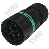 Inline Male Plug 4P | IP68 Rated | 17.5A Current | 23mm Diameter | by Tobin