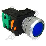 Pushbutton Illuminated 240VAC | Blue LED | 1N/O Contact | Flush Mount | by Tobin