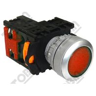 Pushbutton Illuminated 24VAC Red | LED Illumination | 1N/C Contact | Flush Mount | by Tobin