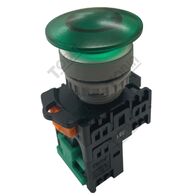 Pushbutton M/Room Head Green LED | 240VAC | 1 N/O Contact | Mushroom Style | by Tobin