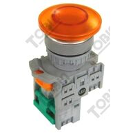 Pushbutton M/Room Head Amber LED | 240VAC | 1 Normally Open Contact | Mushroom Head Style | by Tobin
