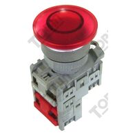 Pushbutton Illuminated Mushroom 240VAC | Red LED | N/C Contact | by Tobin