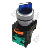 Selector Switch 2 Pos Illuminated 240V | Short Blue Actuator | 1 N/O Contact | by Tobin