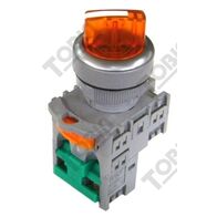 Selector Switch 2 Position Illuminated 24V | LED Amber | Short Design | 1 N/O Contact | by Tobin