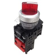 24V Illuminated Selector Switch | 2 Position | Short Red Actuator | N/C Contact | by Tobin