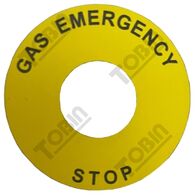 Pushbutton Legend Plate Yellow Gas Emergency Stop | 55mm Diameter | Durable Material | Clearly Marked | by Tobin