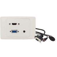 HDMI VGA 3.5mm Audio Wall Plate | High-Definition & Analog Support | White Finish | by SERVEREDGE