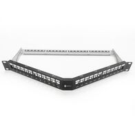 24 Port Angled 'V' Style Shielded Unloaded Patch Panel Frame | 1RU Rack Mount | Cable Management Included | by SERVEREDGE
