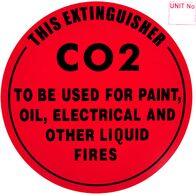 CO2 Extinguisher Identification Sign Sticker | Durable Vinyl | High Visibility | 193mm x 193mm | by Fire Factory Australia
