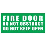 Fire Door Do Not Obstruct Sign | Green Background | Durable Plastic | High Visibility | by Fire Factory Australia