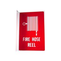 Fire Hose Reel Angled Location Sign | Durable Plastic or Metal | Clear Design for Visibility | Complies with Fire Safety Standards | by Fire Factory Australia