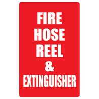 Fire Hose Reel & Extinguisher Angle Sign | Compact Size | Durable Weather-Resistant Plastic | Red & White | by Fire Factory Australia