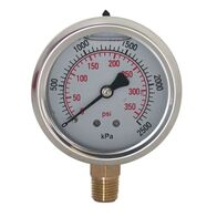 Hydrant Pressure Gauge | 70mm Liquid-Filled | Up to 2500kPa | 1/4 inch PT Thread | by Fire Factory Australia