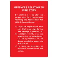 Fire Exit Offence Sign | Durable Plastic or Metal | High Contrast Visibility | Wall Mountable | by Fire Factory Australia