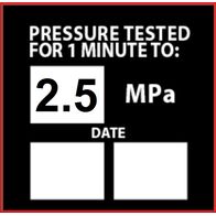 Pressure Test Sticker | 2.5MPa Rating | Durable Adhesive | Easy Application | by Fire Factory Australia