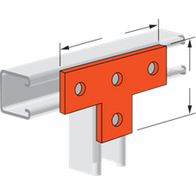 Flat Plate Fitting, 4 Hole Tee Fitting 90x138mm Galv