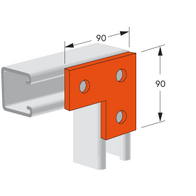 Flat Plate Fitting, 3 Hole Right Angle 90x90mm Galv