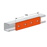 Flat Plate Fitting, 4 Hole 40x186mm Galv