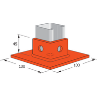 Strut Base Plate Square 100x100x40mm HDG