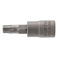 1/4 Inch Socket TX IP | Internal Square Drive | Durable Chrome-Vanadium Steel | Zinc Phosphated | by Wurth