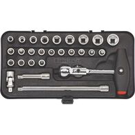 1/4 Inch Socket Wrenches Assortment | 27 Pieces | Multi-Purpose Ball-Head Ratchet | Ergonomic Handle | by Wurth