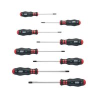Screwdriver Set TX 8 Pieces | Round Blade | Brushed Chromium-Plated | Black Point Tip | by Wurth
