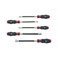 Screwdriver Set with Flexible Shaft | 5 Pieces | Hex Tip & Nickel-Plated | by Wurth