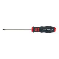 Slotted Screwdriver with Round Shank | Chrome-Plated | Black Point Tip | 2-Component Handle | by Wurth